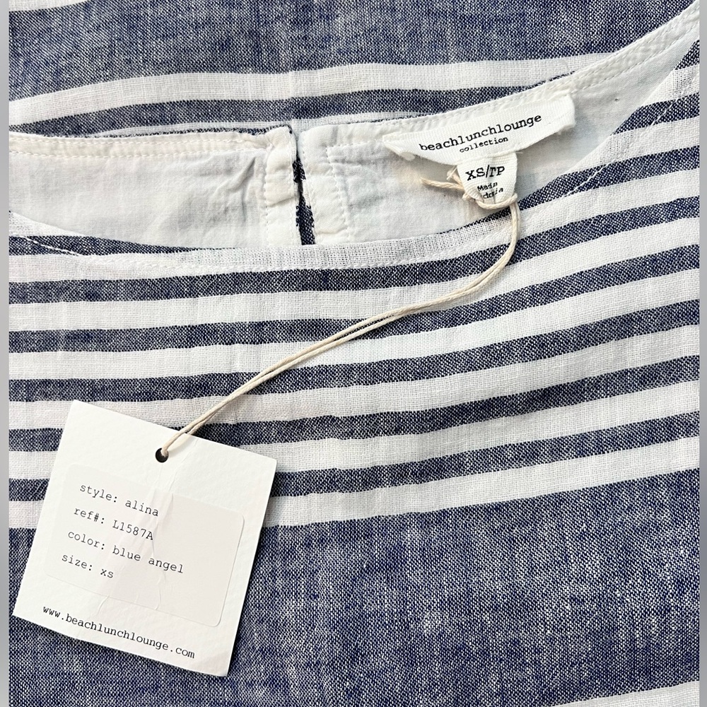 Alina Linen Cotten Striped Dress - Size XS - Picture 7 of 8